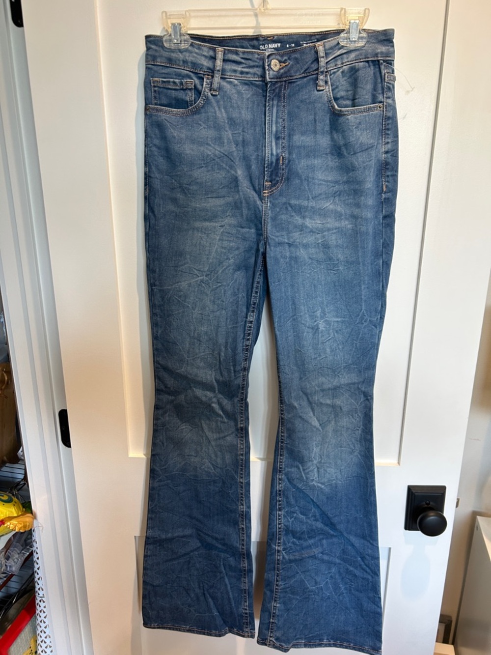 Old Navy Blue Extra High -Rise Flare Stretch Jeans - Medium Wash SZ 8-12